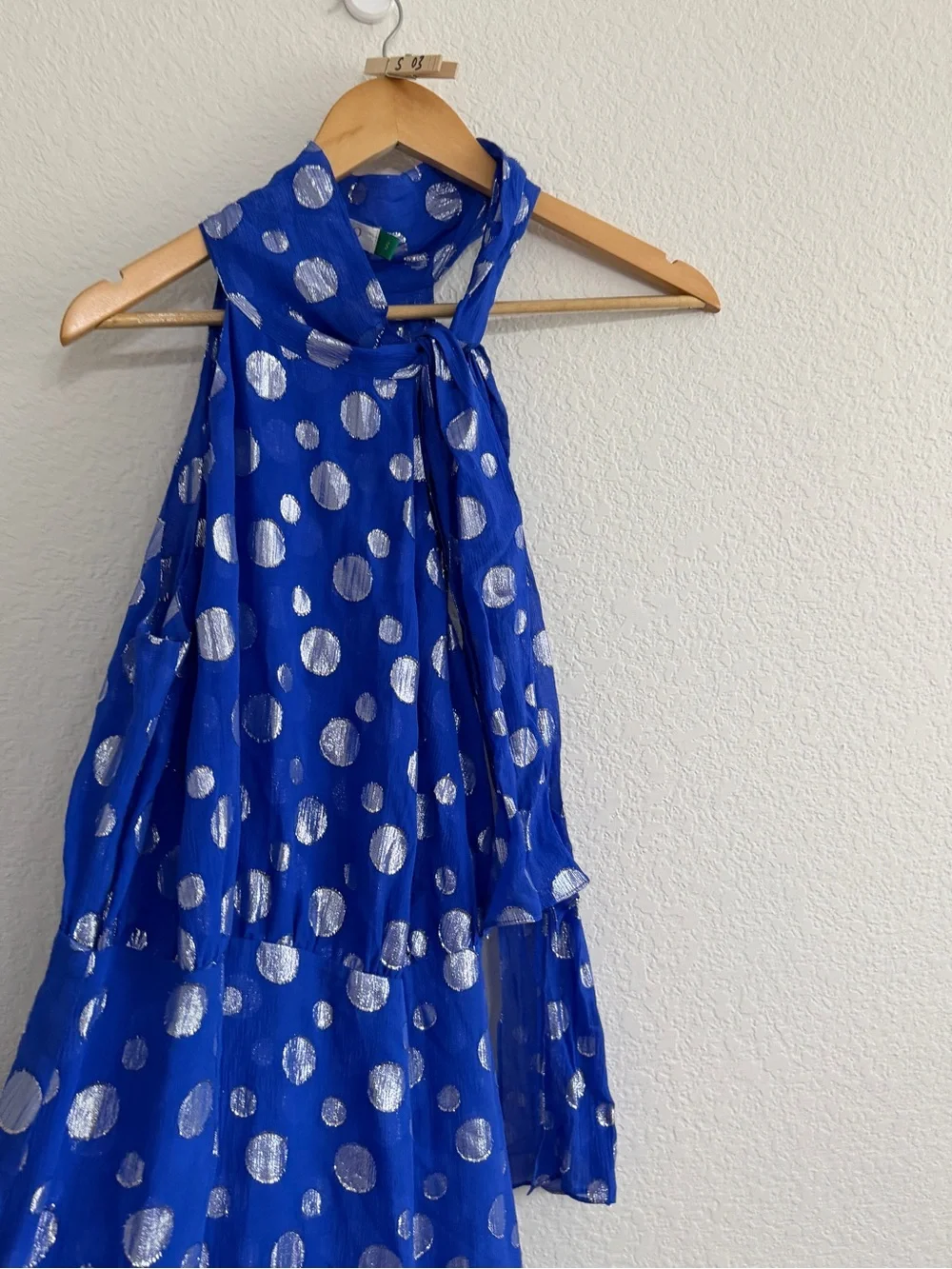 RIXO Royal Blue Halter Maxi Dress with Silver accents size small - Picture 7 of 12